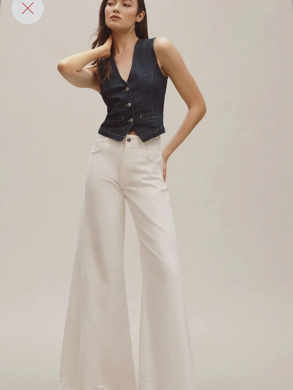 Pilcro Adi Mid-Rise Frayed Relax Flare Jeans